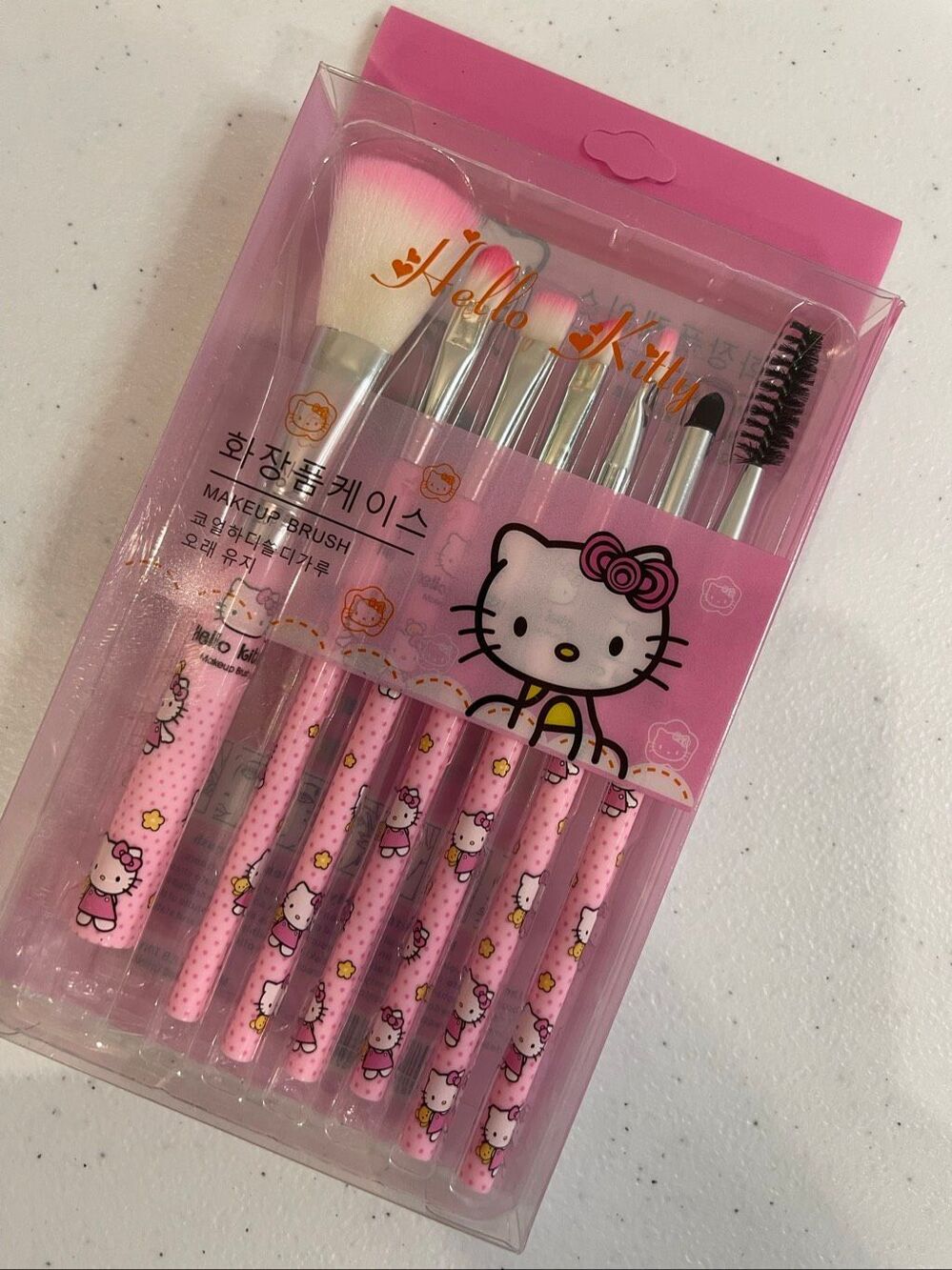Hello Kitty 7 Piece Makeup Brush Set Pink Beverly Hills Blending Brushes NWT